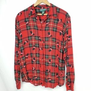 Lauren Ralph Lauren dog plaid button down top